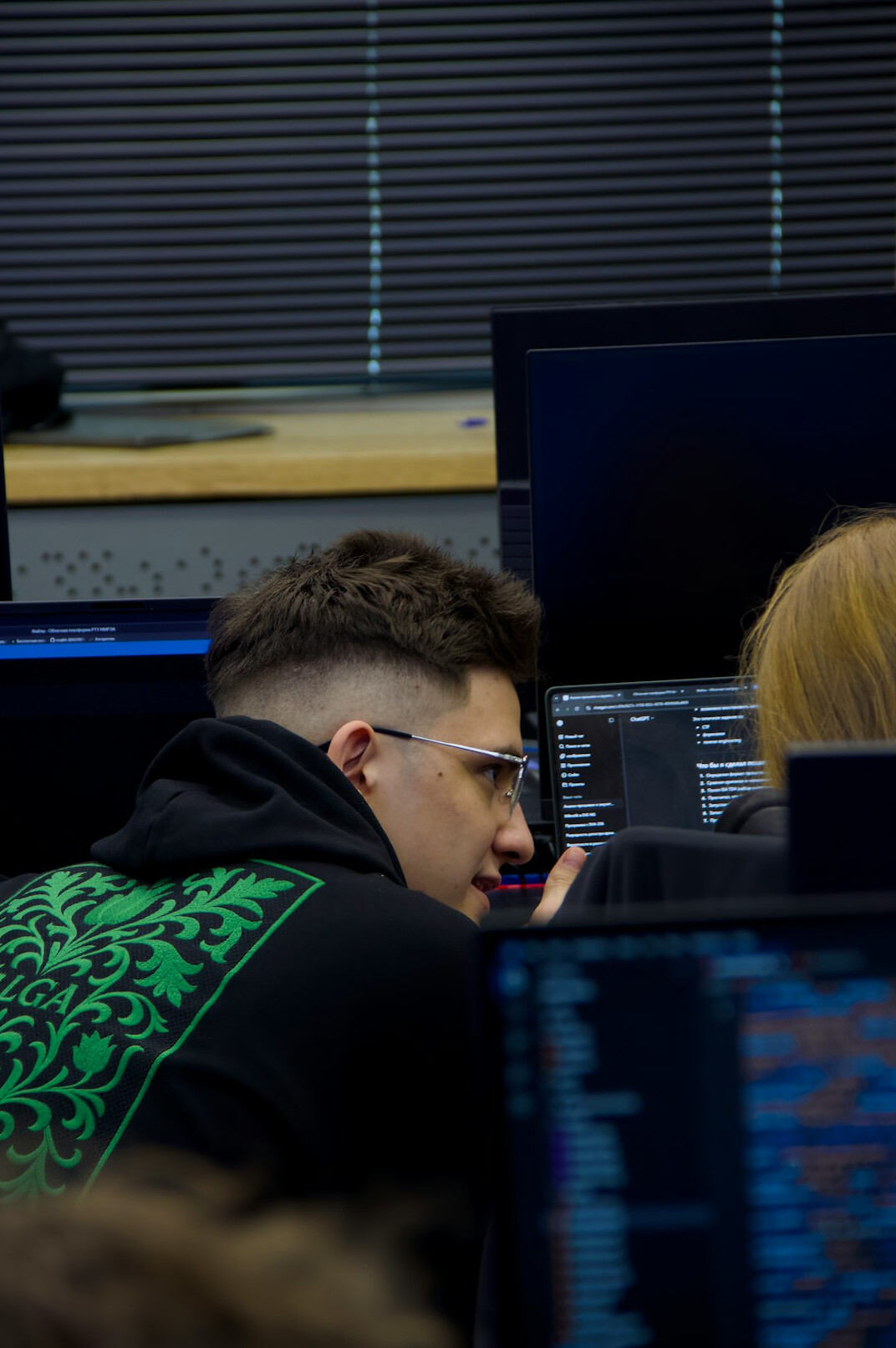 group of students in coding class