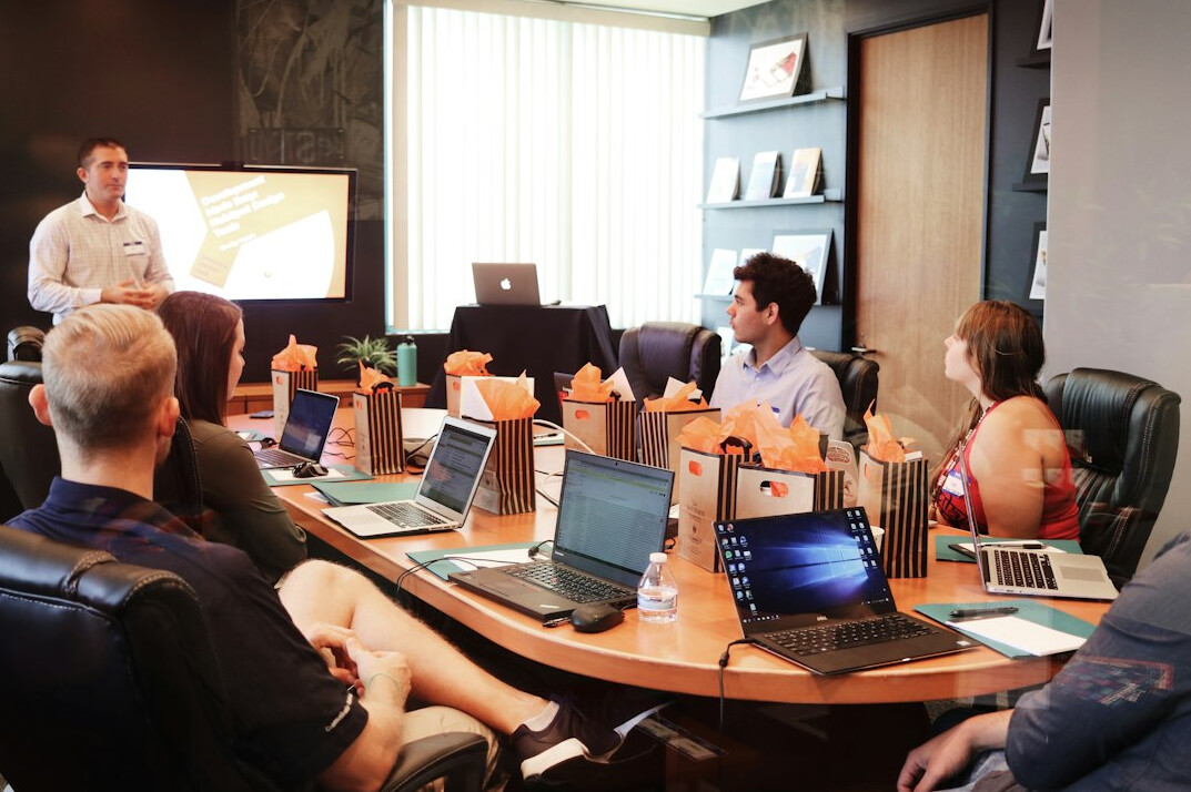 team meeting about software